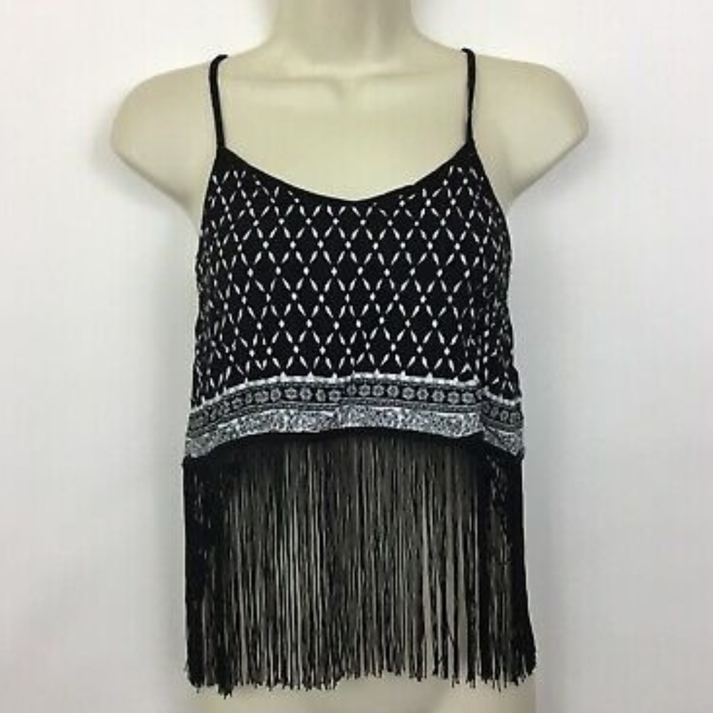H&M x Coachella Black and White Fringe Crop Top